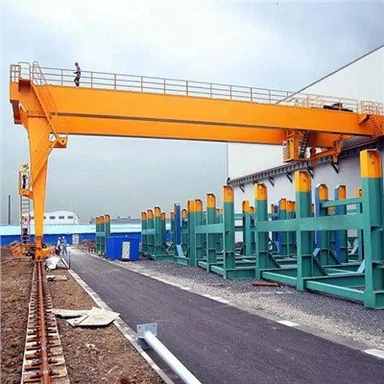5 Ton 6 Ton Mobile Double Girder Indoor Semi Gantry Crane With Trolley Hook And Grab Bucket