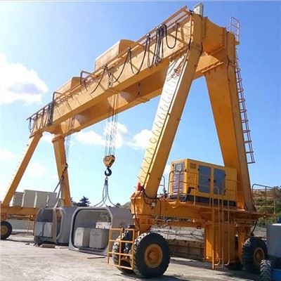 Outdoor Rubber Tyred Cantilever Gantry Crane With Double Winch Trolley